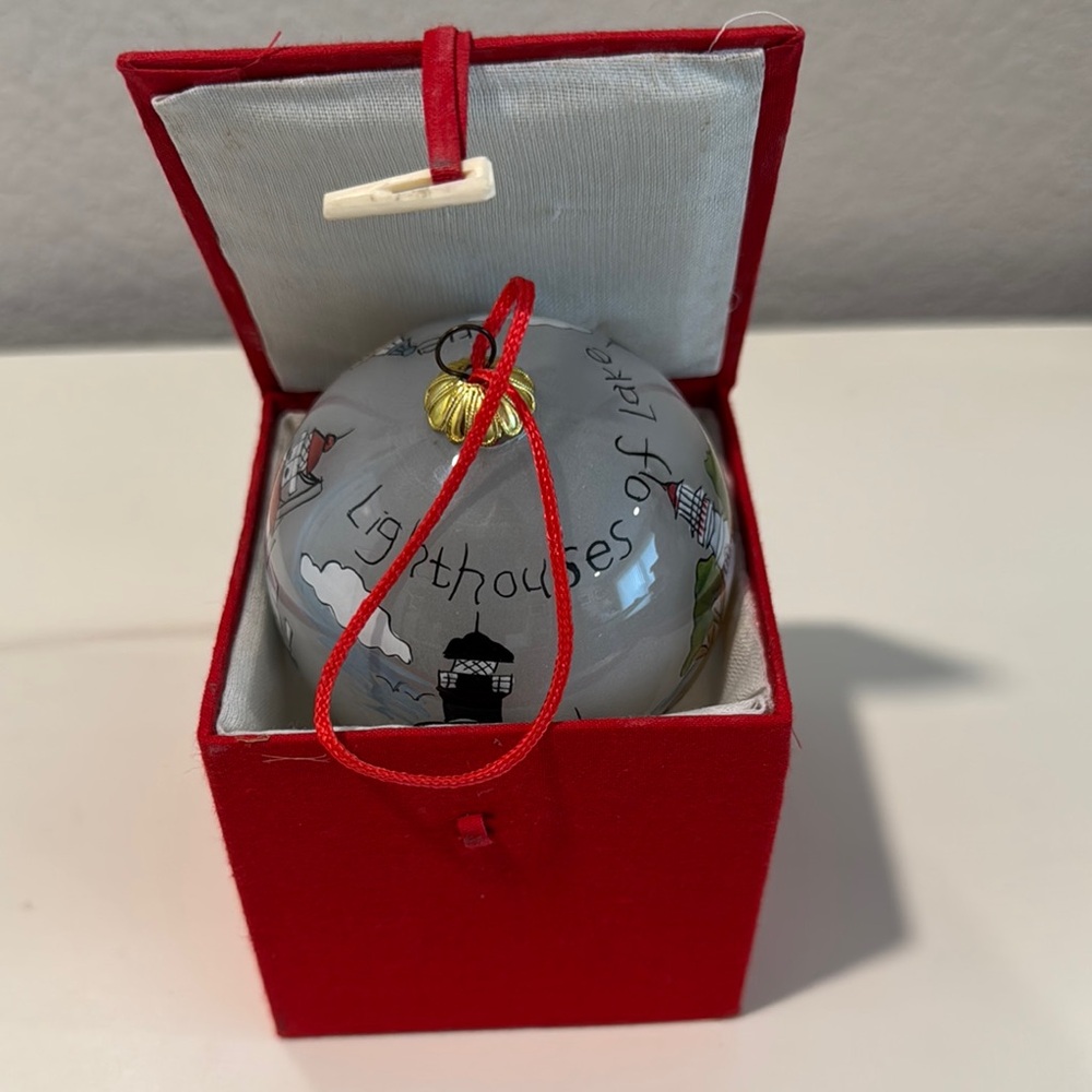 Beautiful hand painted Lighthouses of Lake Erie Holiday Ornament
